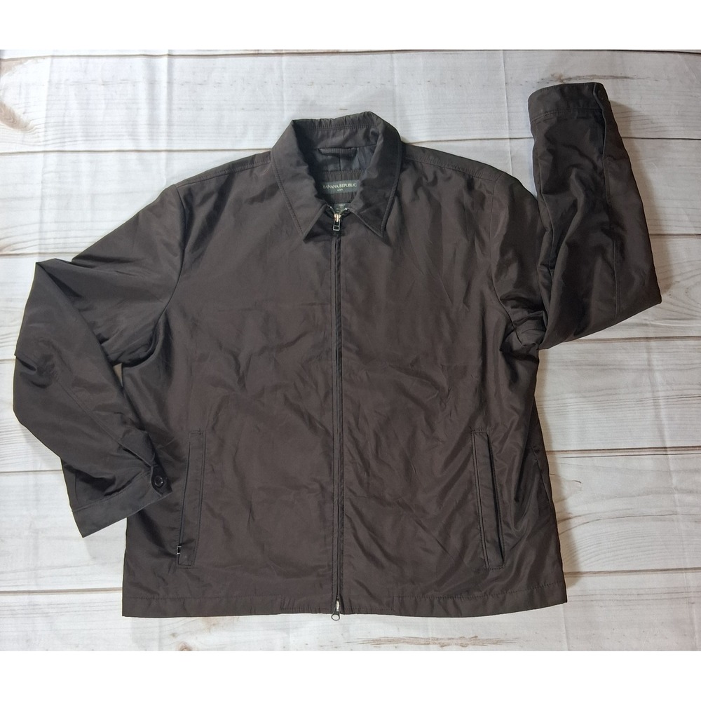 Banana Republic Harrington Jacket Mens XL Brown Full Zip Vintage 2006 Polyester